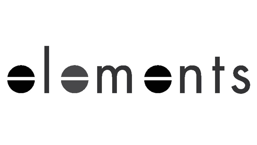 Minimalist black and gray logo of Elements eyewear brand, featured at Hometown Eyecare - Hometown Eyecare