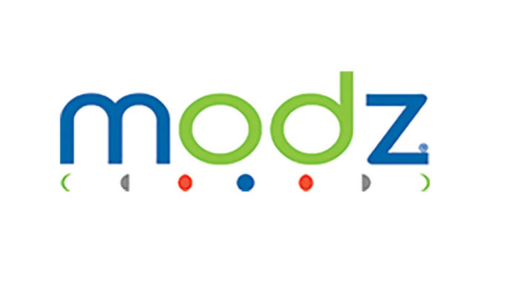 Colorful Modz Eyewear logo featuring green and blue letters, representing trendy, affordable eyeglass frames - Hometown Eyecare