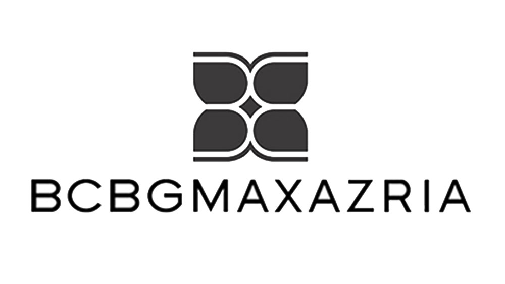 Logo of BCBGMAXAZRIA eyewear brand in black text with geometric symbol above - Hometown Eyecare